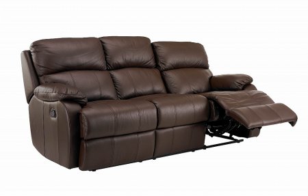Vale Furnishers - Sofas - Jake Three Seat Leather Sofa - Double Manual Recliner. Click for larger image.