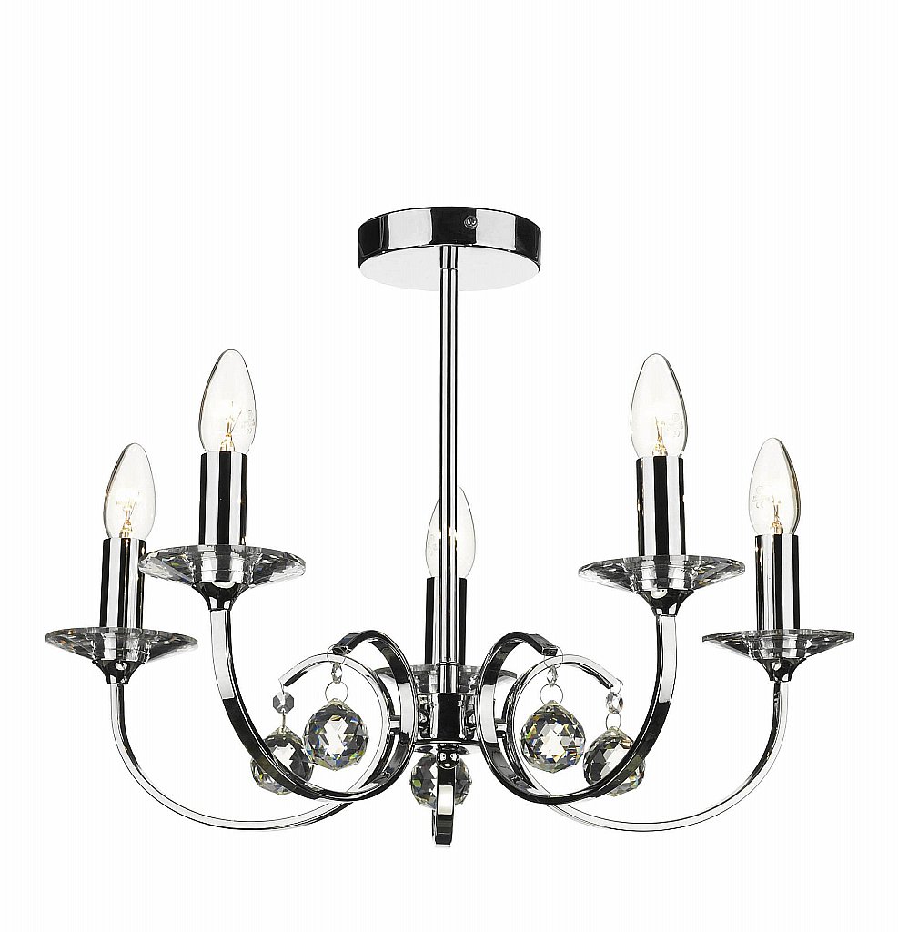 Dar Lighting - Allegra 5 Light Dual Mount Pendant in Polished Chrome Dar Lighting - Allegra 5 Light Dual Mount Pendant in Polished Chrome