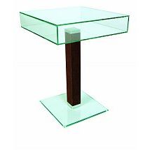 Vale Furnishers - Glass Side Table with Wooden Leg