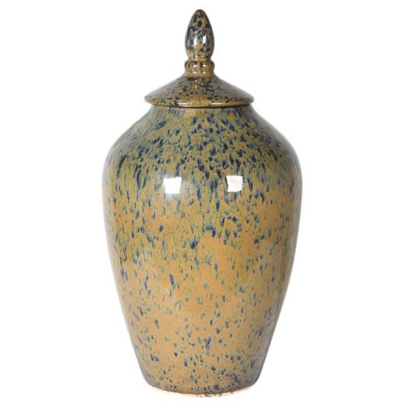 Webb House - Gradient Large Green and Mustard Speckled Jar