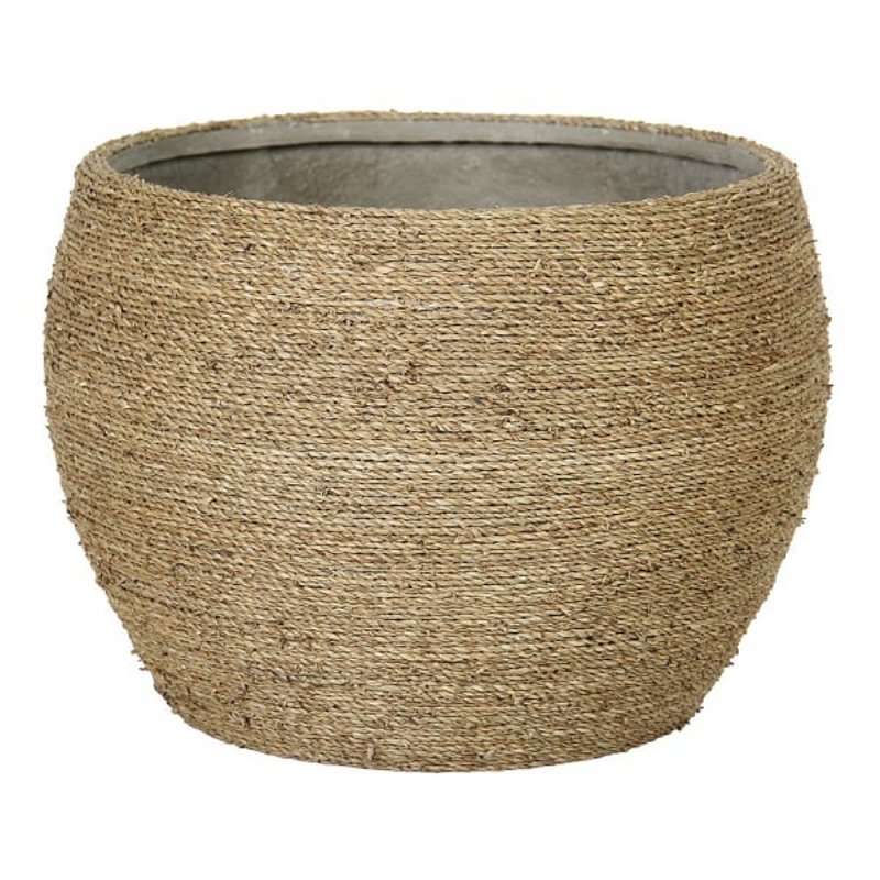 Webb House - Natural Woven Grass and Concrete Planter