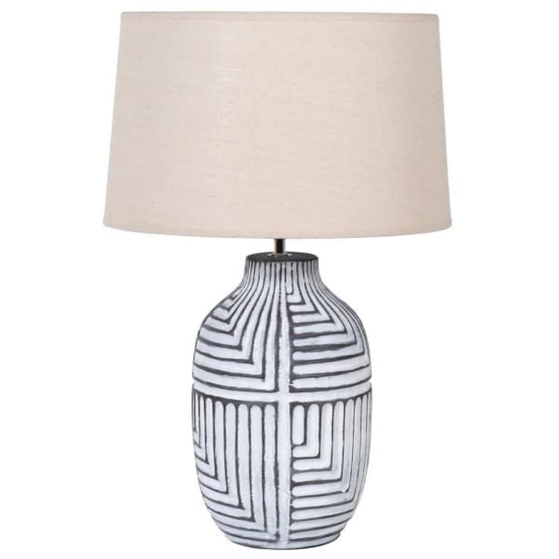 Webb House - Abstract Lamp with Linen Shade